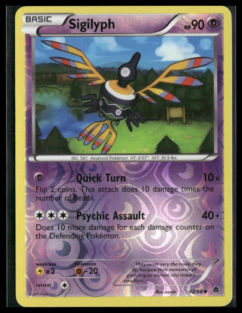 Sigilyph #42/98 Reverse Holo Emerging Powers LP