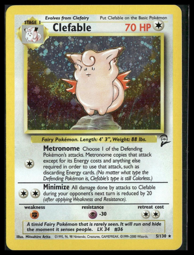 Clefable #005/130 Mistuhiro Arita Holo Base Set 2 LP