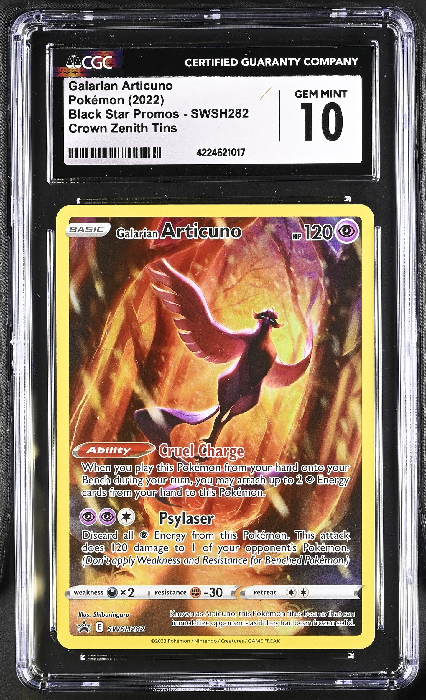 CGC 10 Galarian Articuno #SWSH282 Crown Zenith Tin Promo