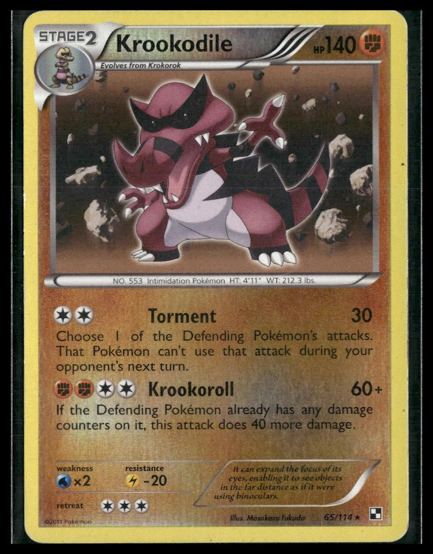 Krookodile #65/114 Reverse Holo Black and White HP