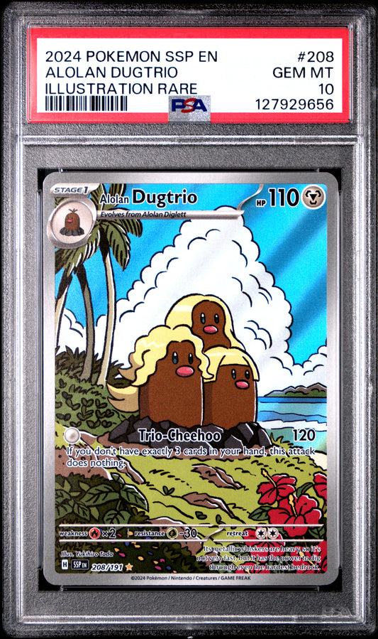 PSA 10 Alolan Dugtrio #208 Surging Sparks