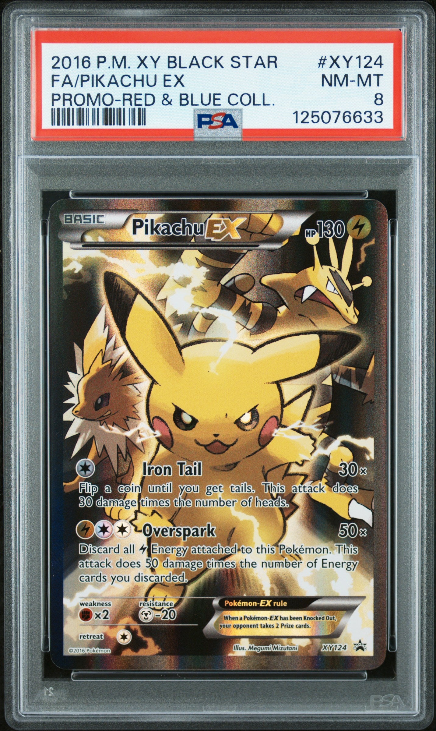 PSA 8 Pikachu EX #XY124 XY Promo Red & Blue Collection