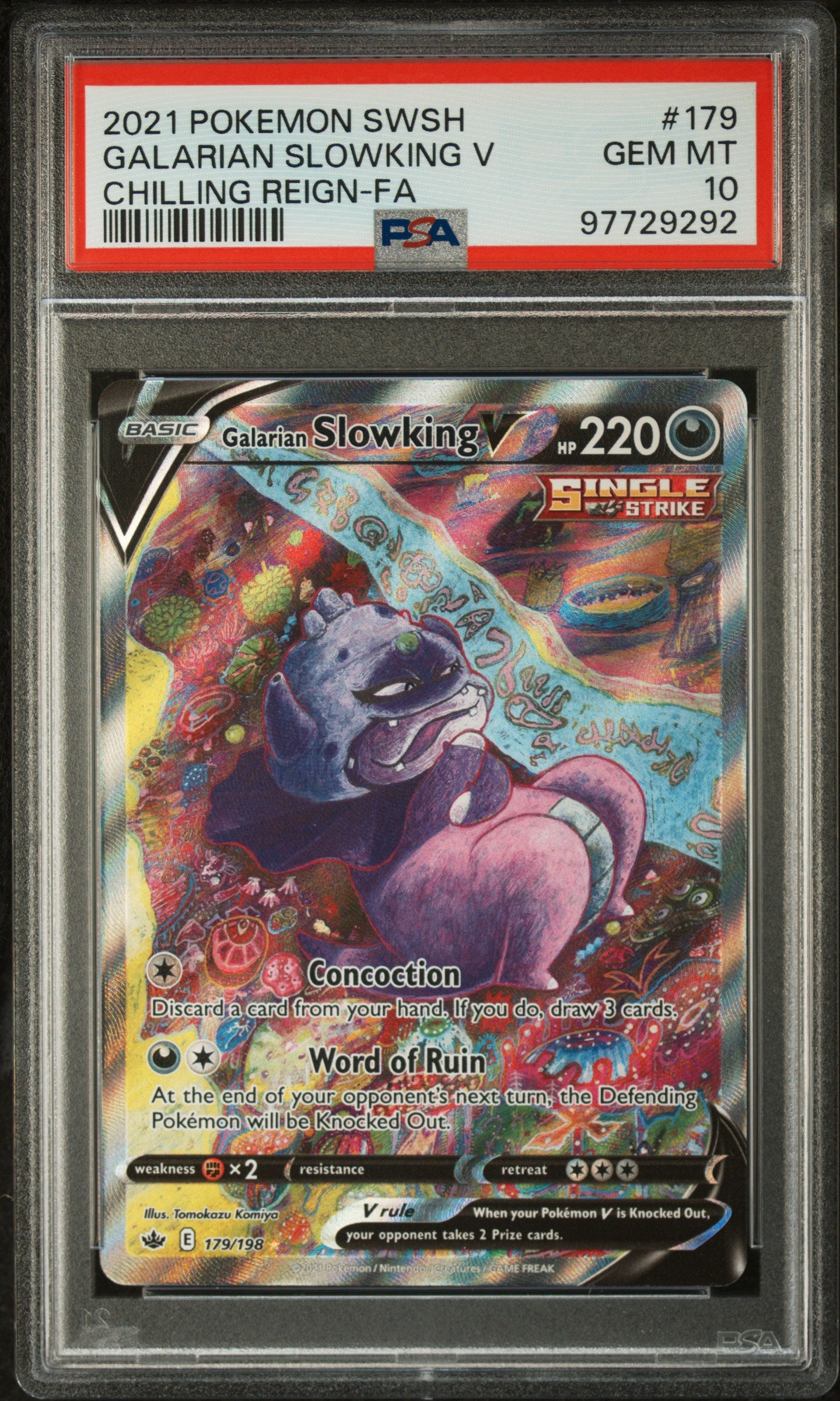 PSA 10 Galarian Slowking V #179 Chilling Reign
