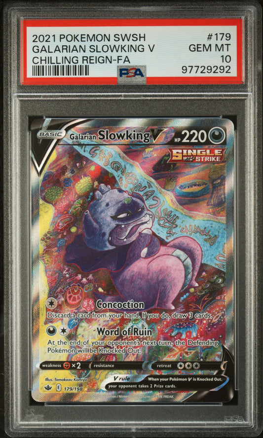 PSA 10 Galarian Slowking V #179 Chilling Reign