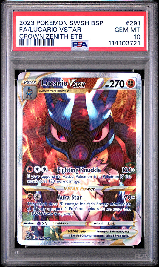 PSA 10 Lucario VSTAR #SWSH291 Crown Zenith ETB Promo