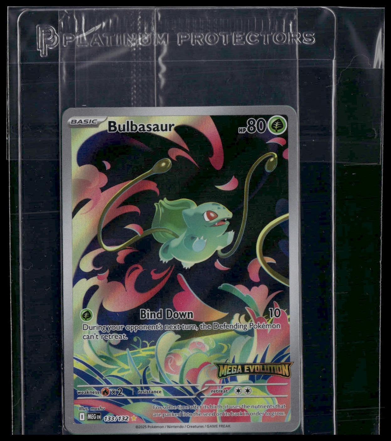 Bulbasaur #133/132 SEALED STAMP Enhanced Booster Box Topper Mega Evolution NM