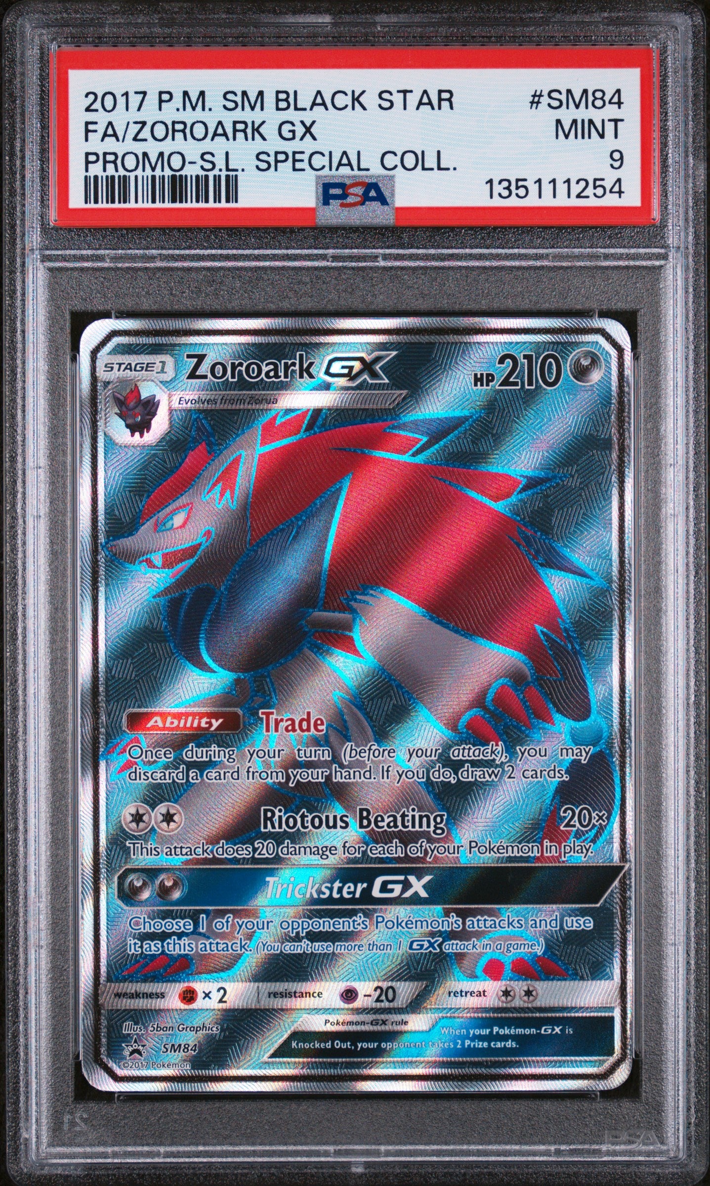 PSA 9 Zoroark GX #SM84 Sun & Moon Promo