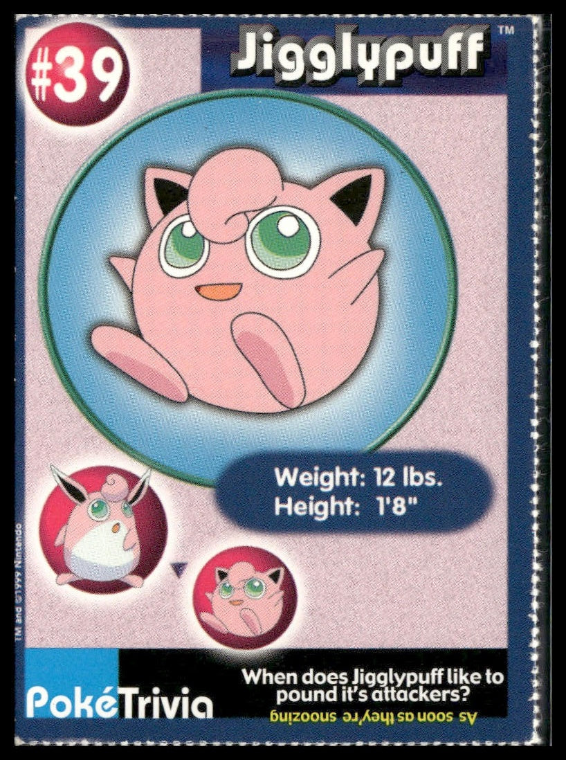 Jigglypuff #39 PokéTrivia Burger King Promo LP