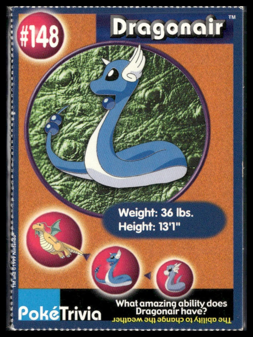 Dragonair #148 PokéTrivia Burger King Promo LP