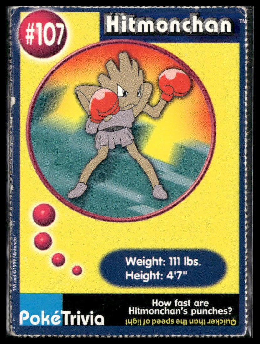 Hitmonchan #107 PokéTrivia Burger King Promo MP
