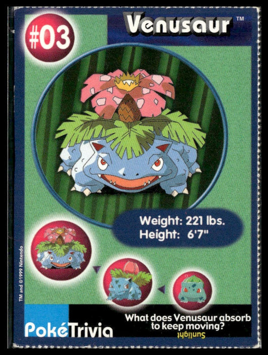 Venusaur #3 PokéTrivia Burger King Promo LP