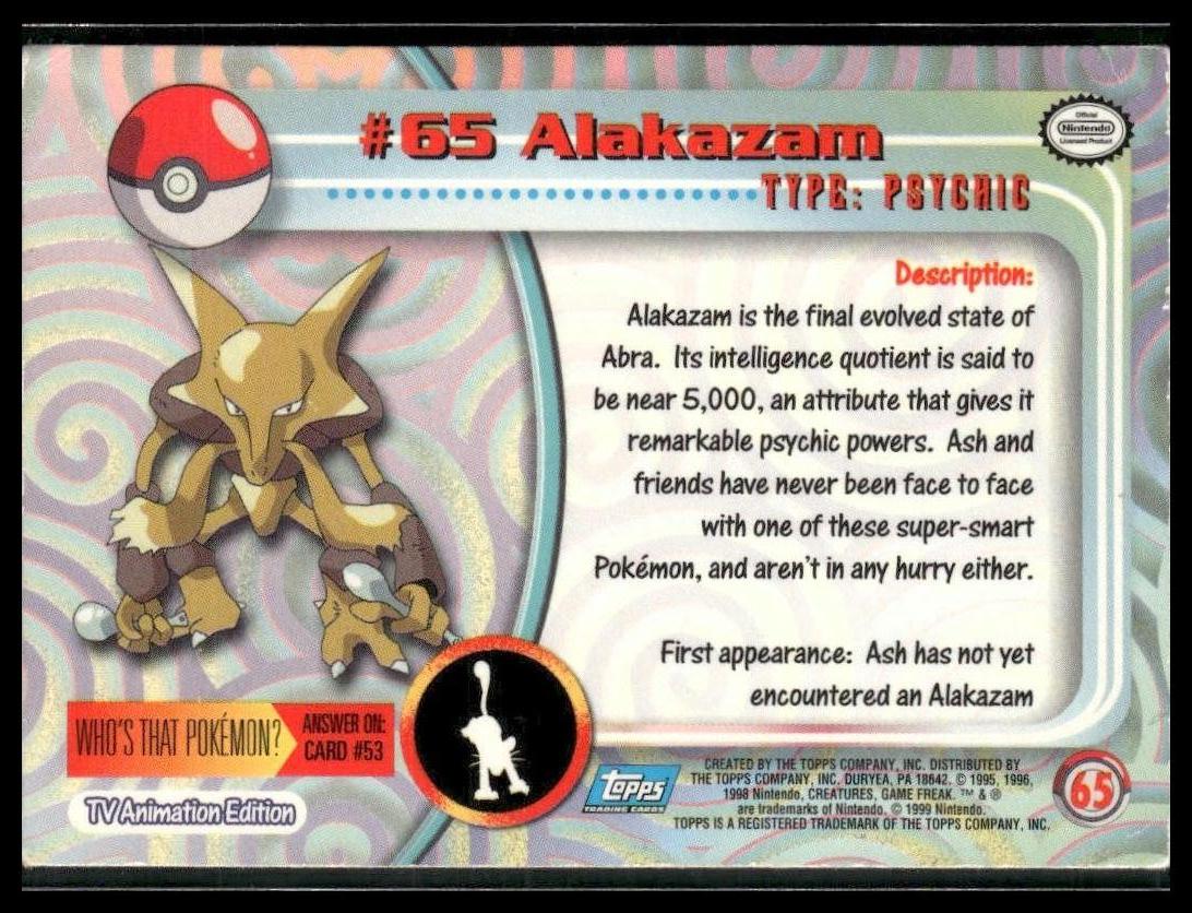 Alakazam #65 Foil Topps TV MP