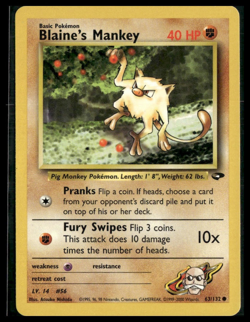 Blaine's Mankey #063/132 Gym Challenge LP
