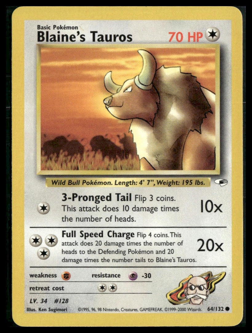 Blaine's Tauros #064/132 Gym Heroes LP