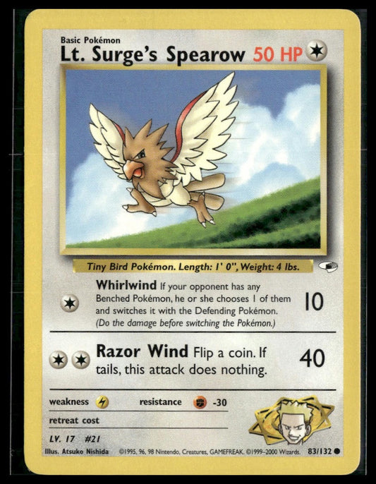 Lt. Surge's Spearow #083/132 Gym Heroes LP
