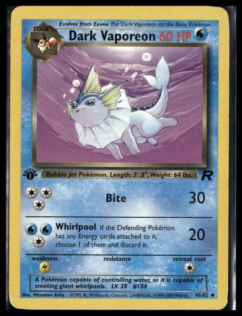 Dark Vaporeon #45/82 1st Edition Team Rocket MP