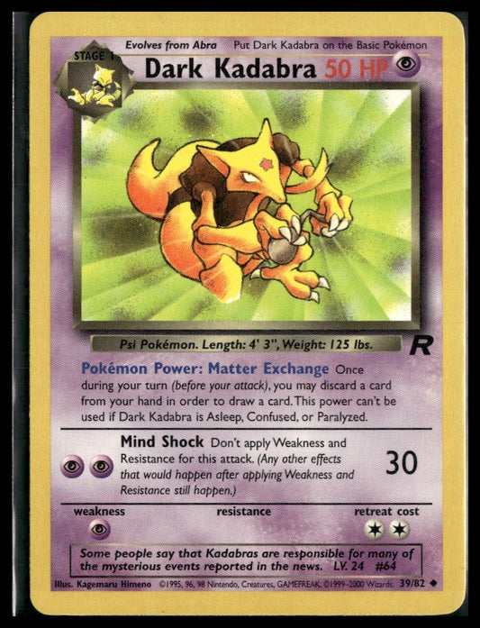 Dark Kadabra #39/82 Team Rocket LP