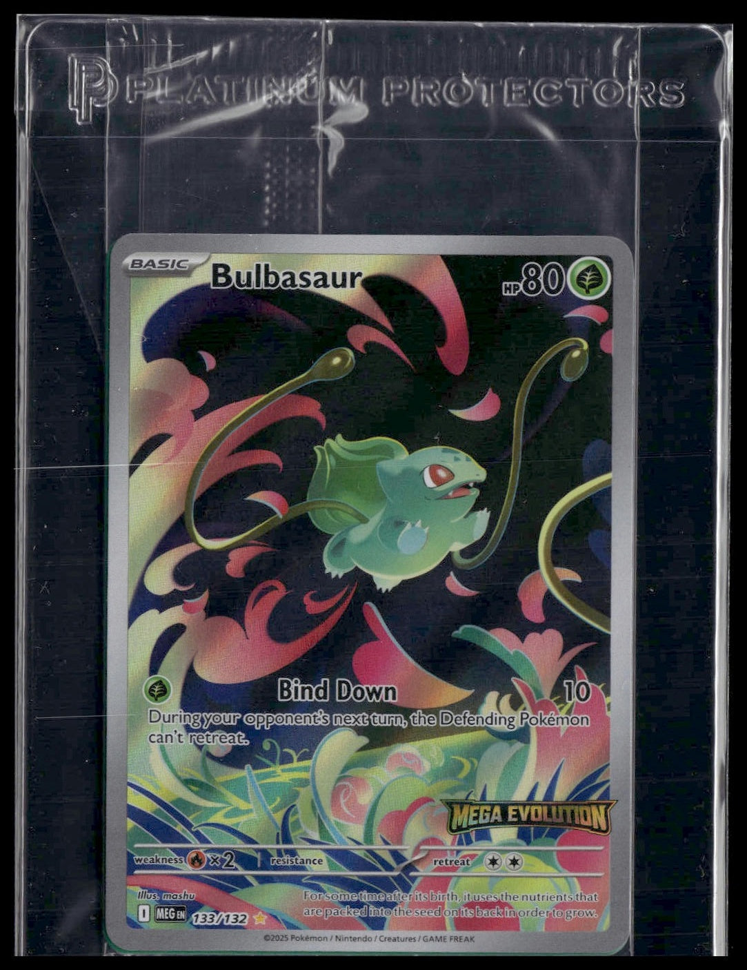 Bulbasaur #133/132 STAMP SEALED Mega Evolution Booster Box Topper NM