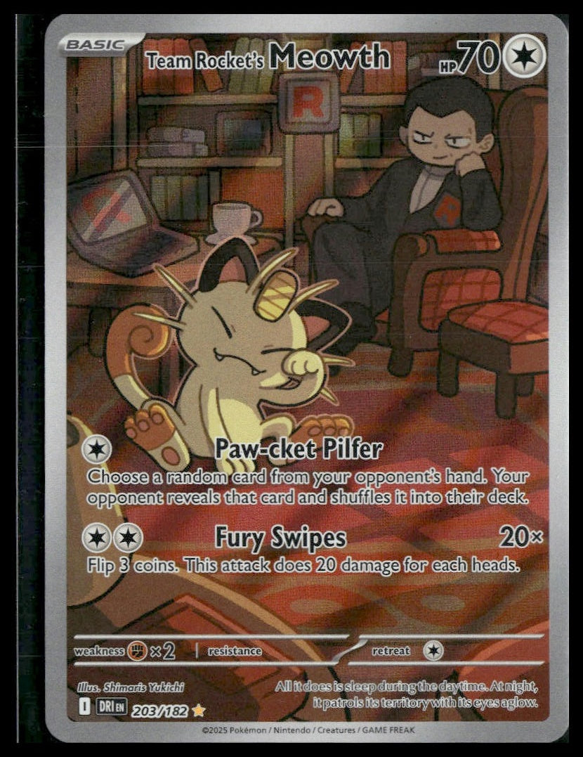 Team Rocket's Meowth #203/182 Destined Rivals VLP