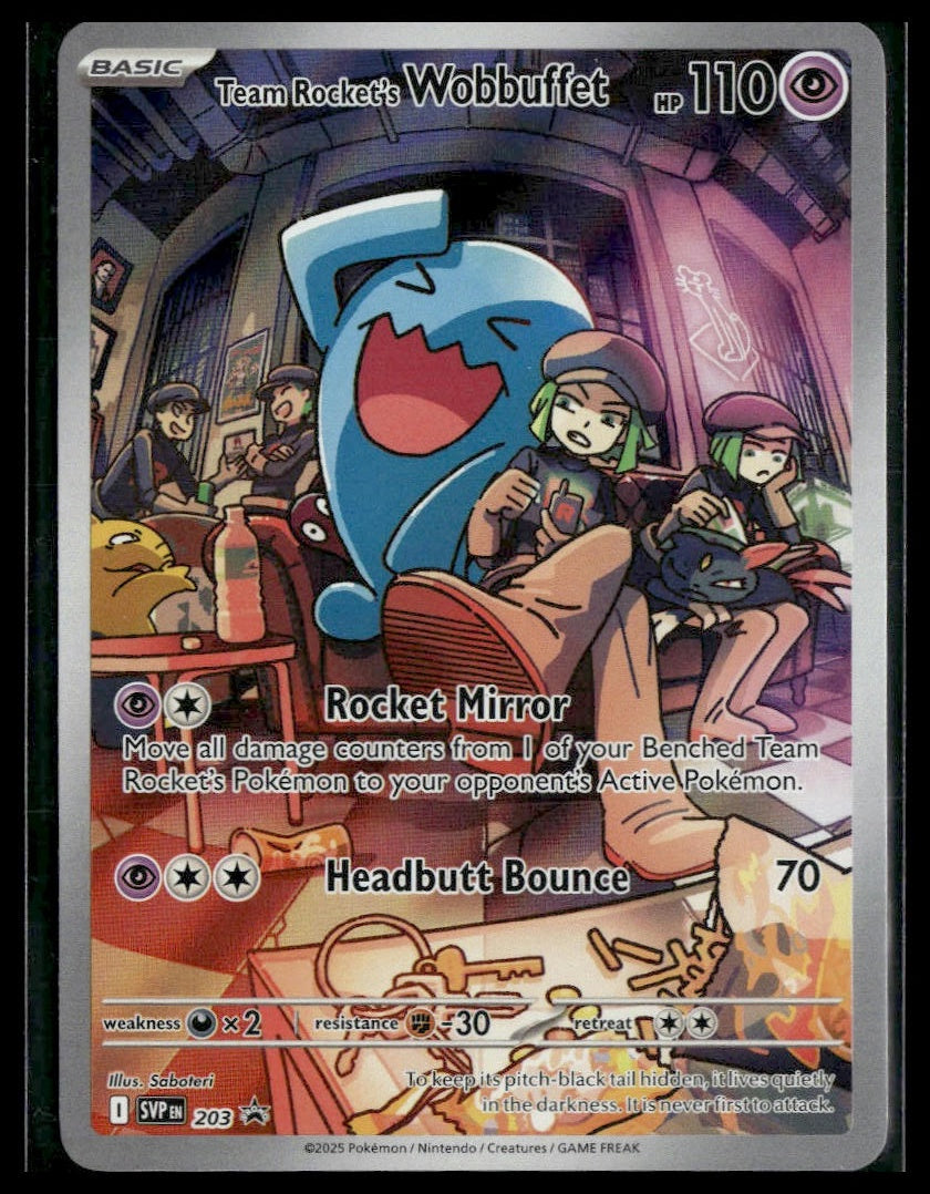 Team Rocket's Wobbuffet #203 Destined Rivals ETB Promo NM