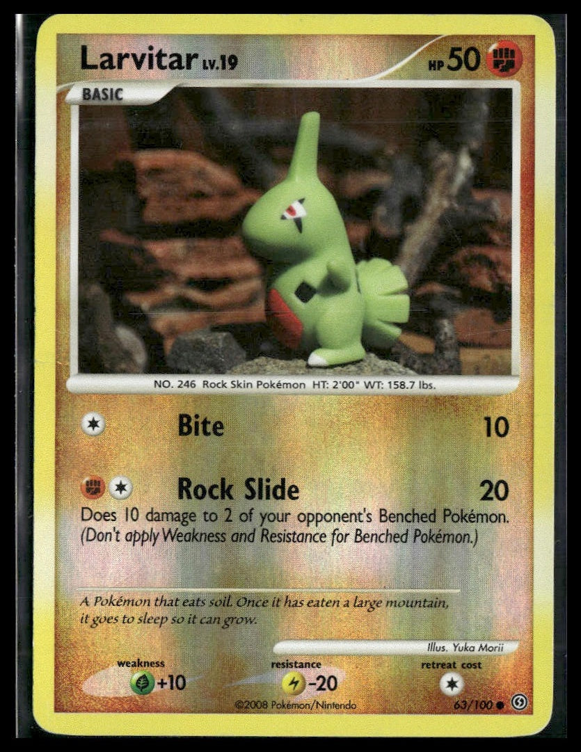 Larvitar #63/100 Yuka Morii Reverse Holo Stormfront HP