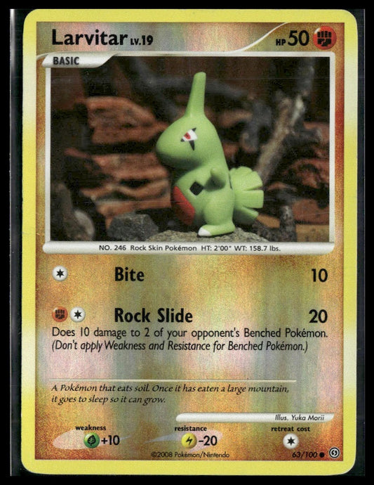 Larvitar #63/100 Yuka Morii Reverse Holo Stormfront HP