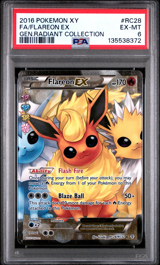 PSA 6 Flareon EX #RC28 Generations: Radiant Collection