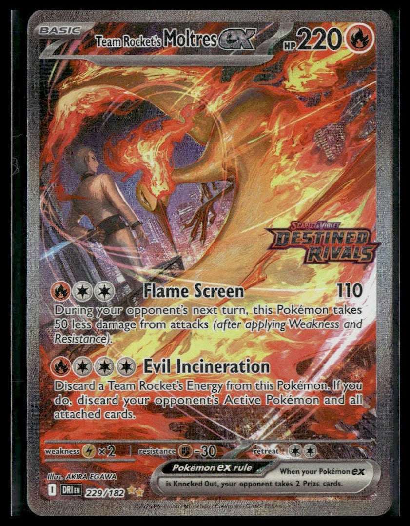 Team Rocket's Moltres ex #229/182 STAMP Destined Rivals UPC Promo NM