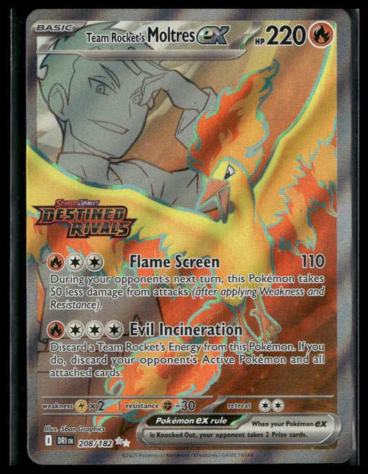 Team Rocket's Moltres ex #208/182 STAMP Destined Rivals UPC Promo NM