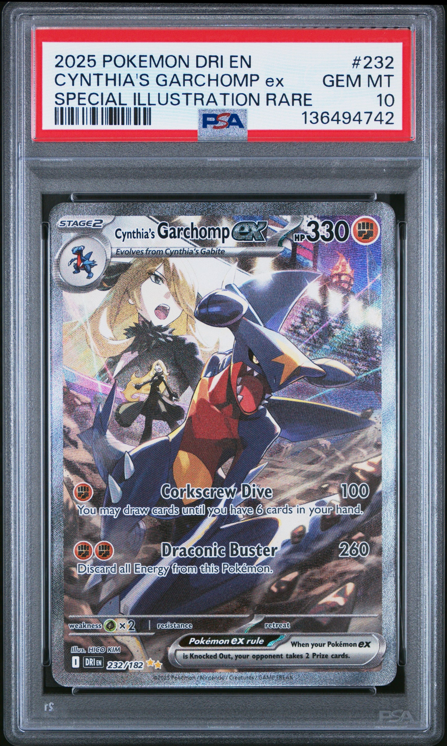 PSA 10 Cynthia's Garchomp ex #232 Destined Rivals