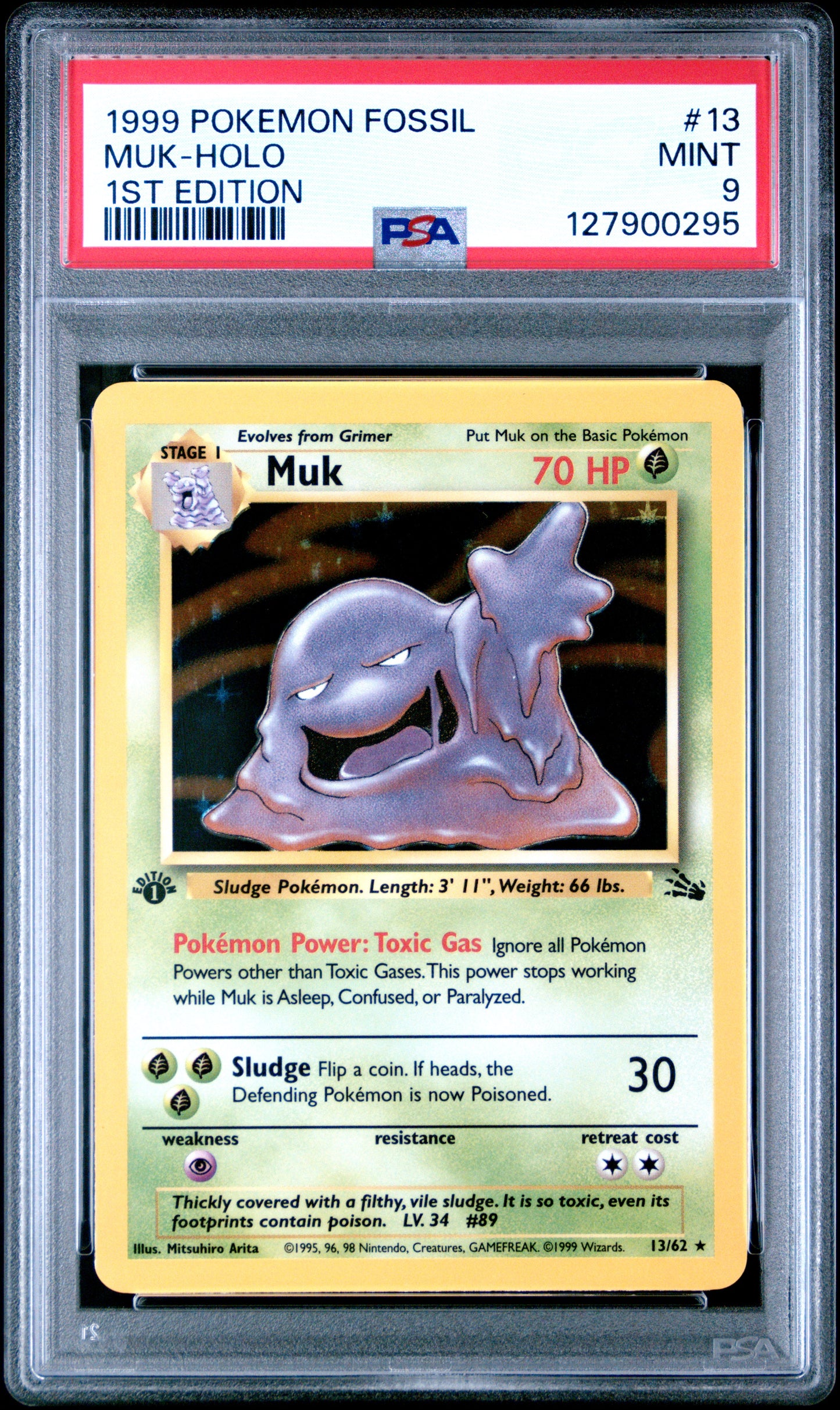 PSA 9 Muk-Holo #13 1999 Pokemon Fossil