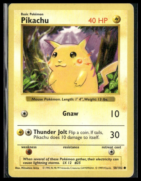 Pikachu (Red Cheeks) #058/102 Base Set (Shadowless) MP