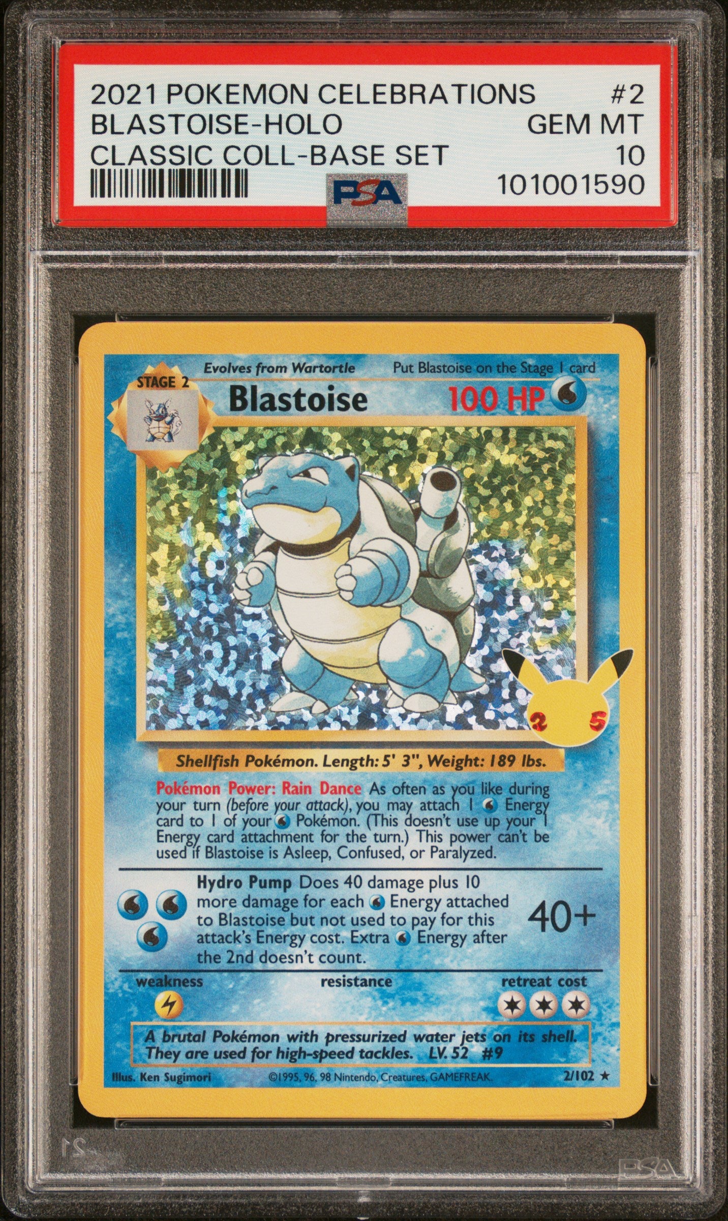PSA 10 Blastoise #2 Celebrations Classic Collection