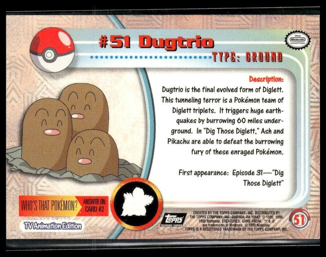 Dugtrio #51 Foil Topps TV LP
