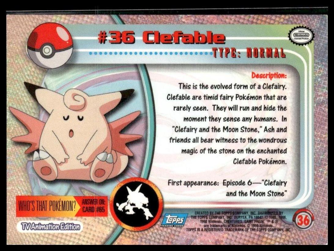 Clefable #36 Topps TV LP
