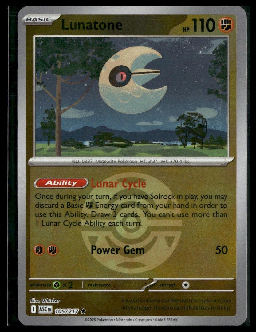 Lunatone (Dusk Ball) #105/217 Ascended Heroes VLP