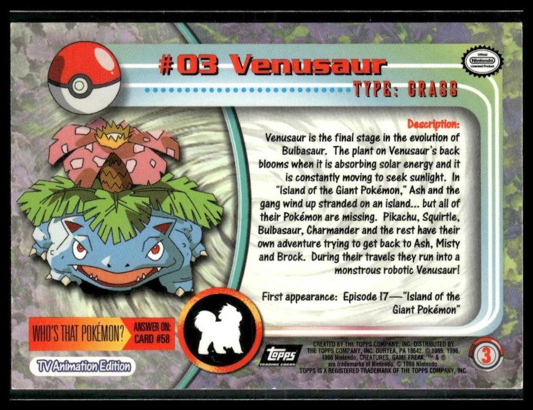 Venusaur #03 Topps TV LP
