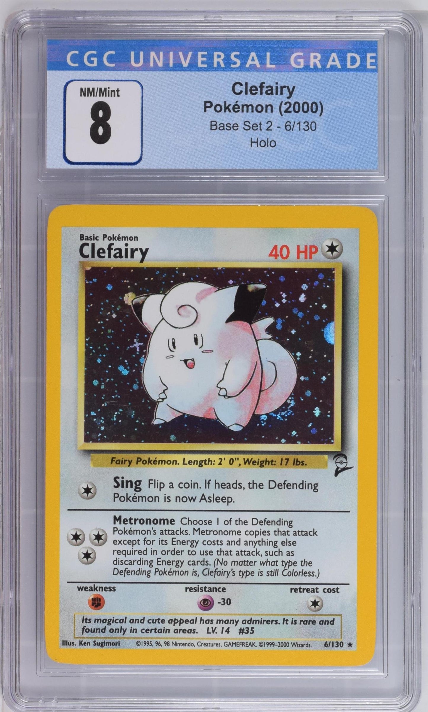 CGC 8 Clefairy #6/130 Base Set 2