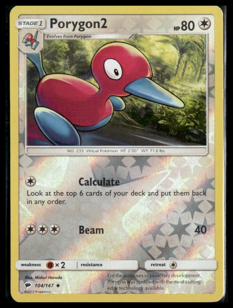 Porygon2 #104/147 Reverse Holo Burning Shadows LP