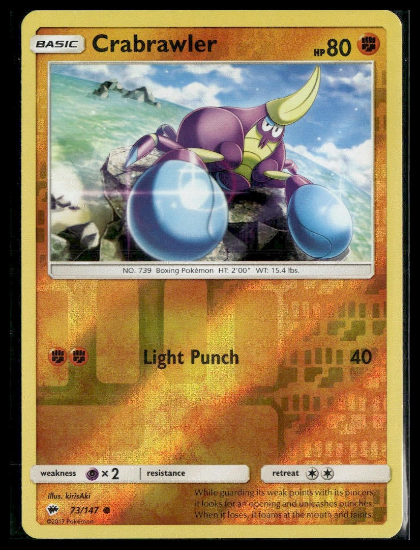 Crabrawler #73/147 Reverse Holo Burning Shadows LP