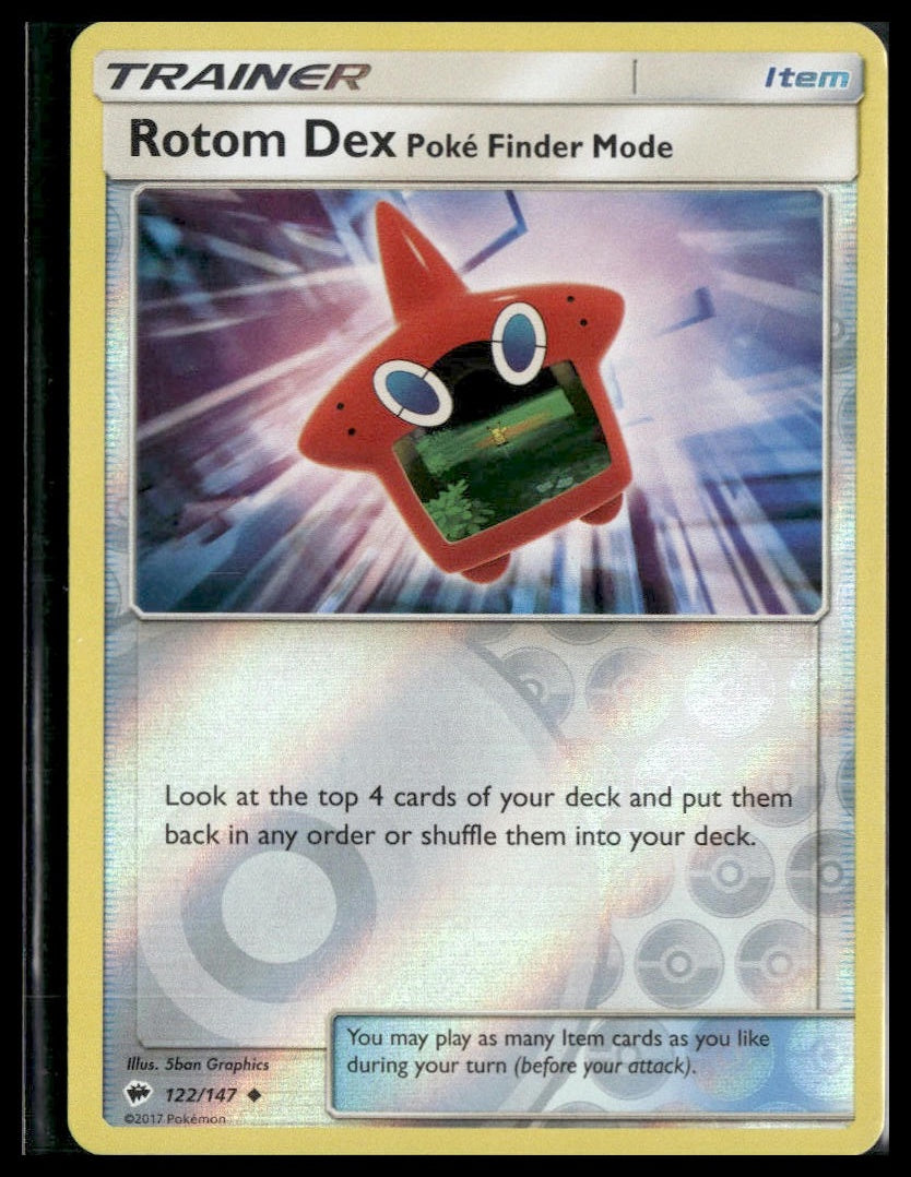 Rotom Dex Poke Finder Mode #122/147 Reverse Holo Burning Shadows LP