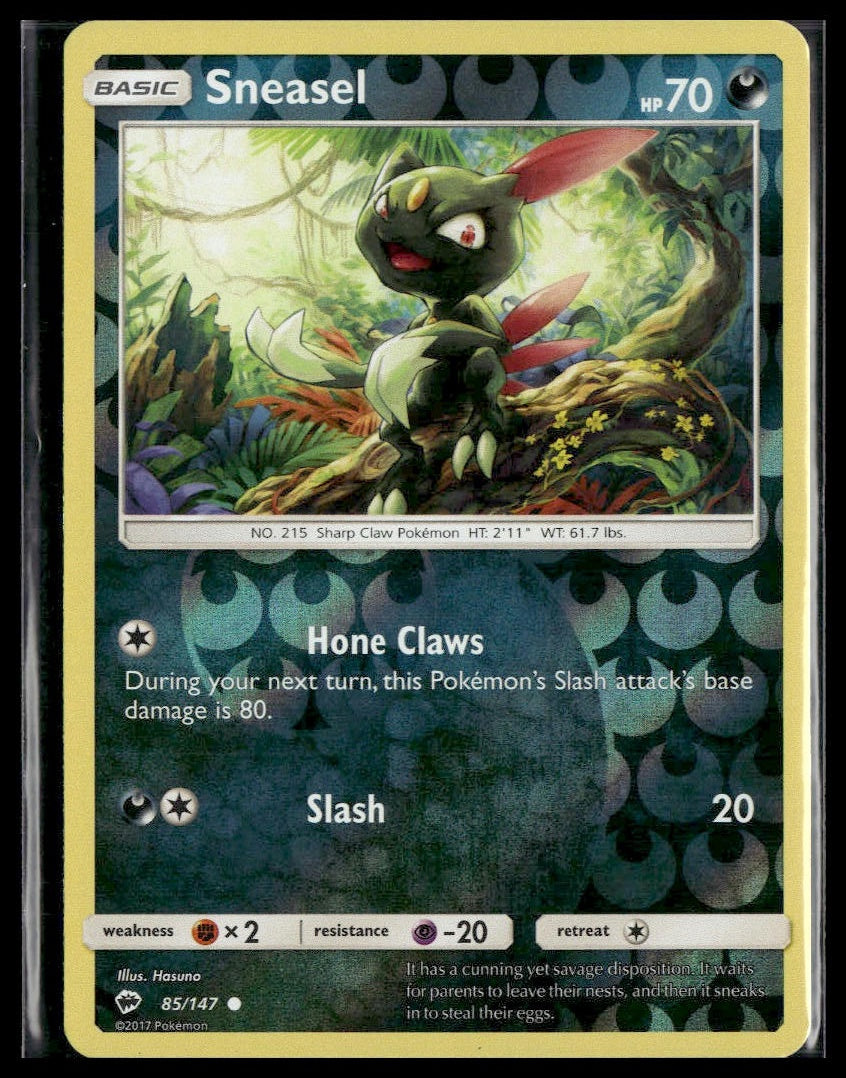 Sneasel #85/147 Reverse Holo Burning Shadows LP