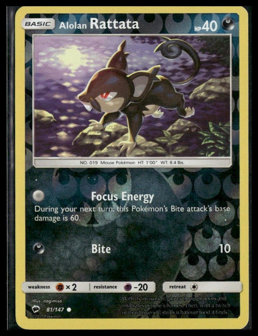Alolan Rattata #81/147 Reverse Holo Burning Shadows LP