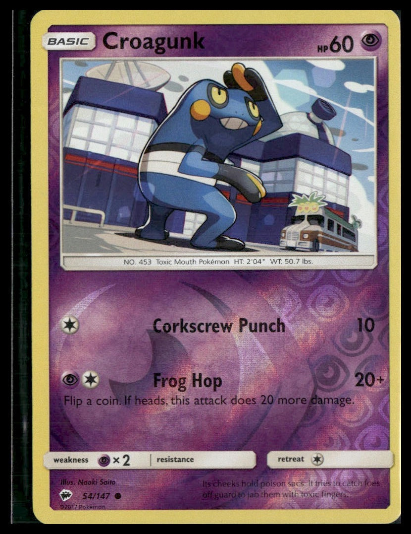 Croagunk #54/147 Reverse Holo Burning Shadows LP