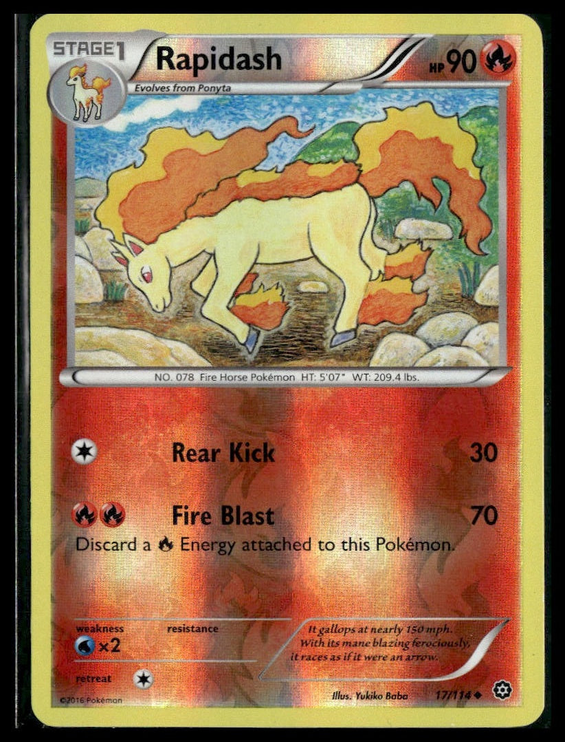 Rapidash #17/114 Reverse Holo Steam Siege LP