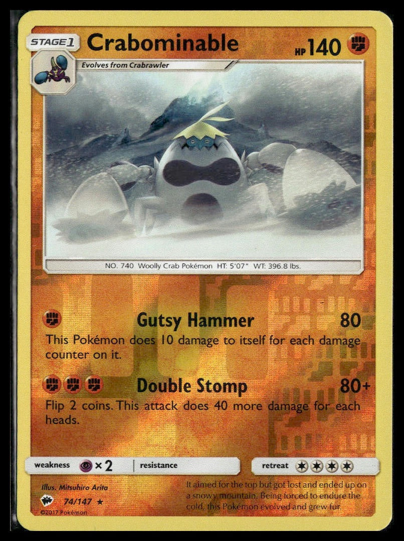 Crabominable #74/147 Reverse Holo Burning Shadows LP