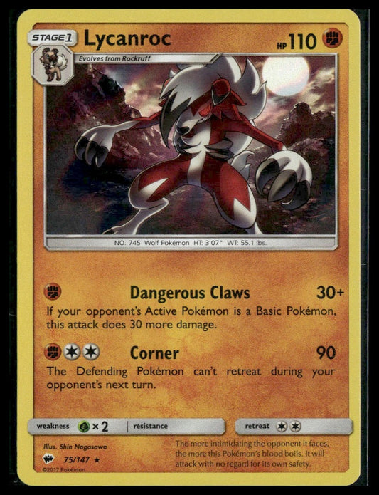 Lycanroc #75/147 Burning Shadows LP