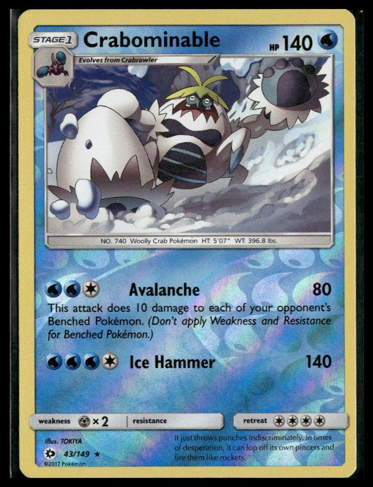 Crabominable #43/149 Reverse Holo Sun & Moon LP