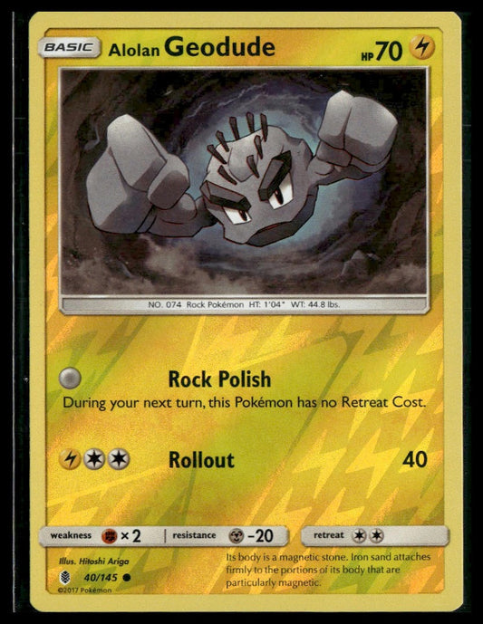 Alolan Geodude #40/145 Reverse Holo Guardians Rising LP