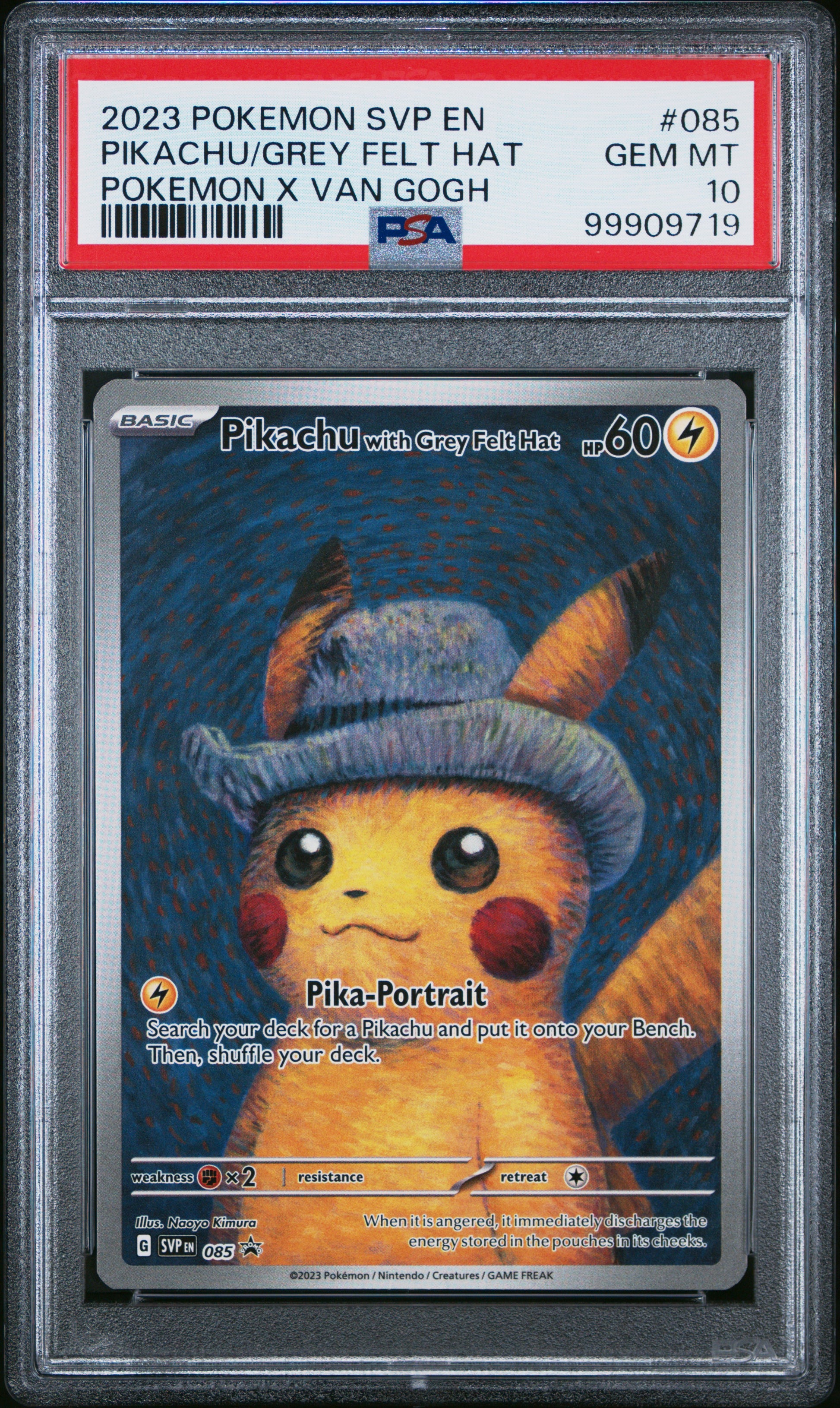PSA 10 Pikachu with Grey Felt Hat #085 Pokemon X Van Gogh Museum